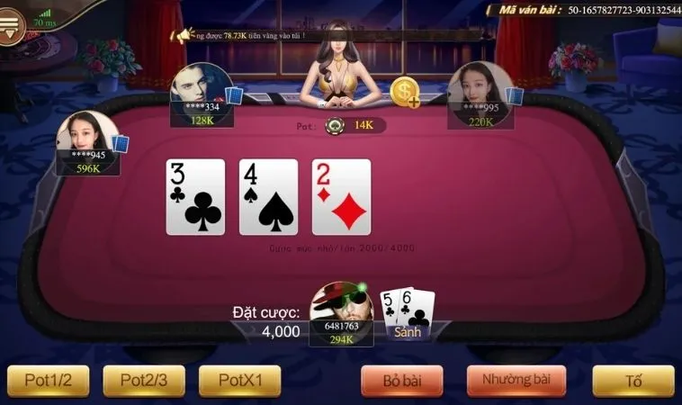 Bàn chơi Xì Tố tại Mu88